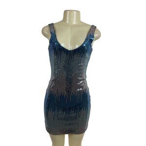 Fórmul@ Joven Blue & Silver Sequin Mini Dress Size 38